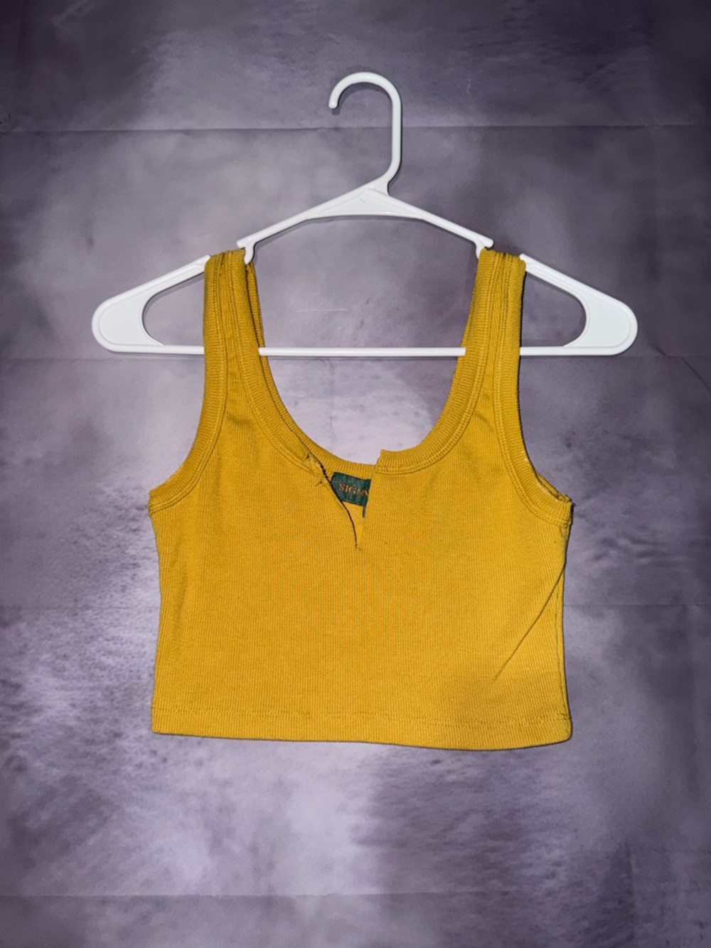 Signature Ribbed Crop Tank - Mustard